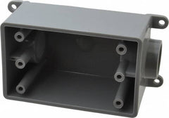 Thomas & Betts - 1 Gang, (2) 3/4" Knockouts, PVC Rectangle Junction Box - 144.78mm Overall Height x 71.1mm Overall Width x 61.5mm Overall Depth, Weather Resistant - Americas Industrial Supply