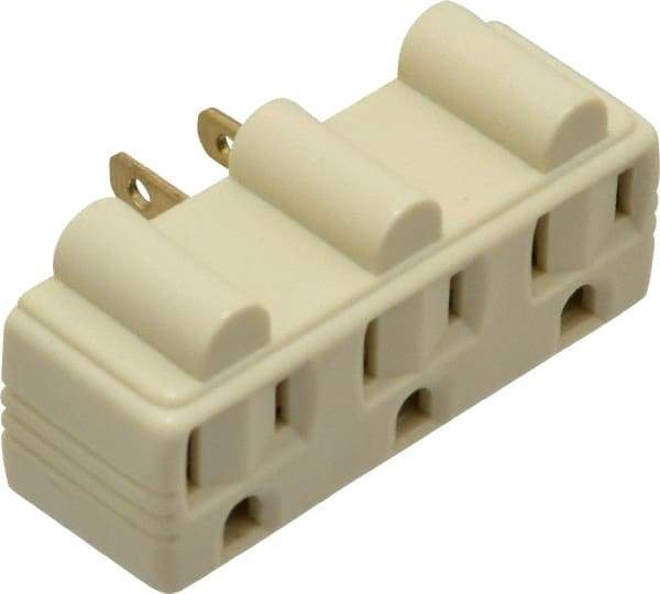 Pass & Seymour - 1 Outlet, 125 Volt, 15 Amp, Ivory, Single to Triple Electrical Outlet Adapter - 5-15P NEMA Configuration, 3-1/4 Inch Long, cULus, UL Listed - Americas Industrial Supply