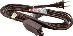 Southwire - 15', 16/2 Gauge/Conductors, Brown Indoor Extension Cord - 1 Receptacle, 13 Amps, 125 VAC, UL SPT-2, NEMA 1-15P, 1-15R x 3 - Americas Industrial Supply