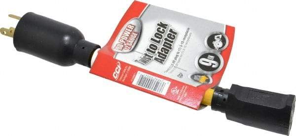 Southwire - 9", 12/3 Gauge/Conductors, Yellow Wet & Dry Location, Indoor & Outdoor Extension Cord - 1 Receptacle, 15 Amps, 125 Volts, UL STW-A, NEMA 5-15P, L5-20R - Americas Industrial Supply