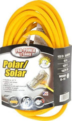 Southwire - 25', 12/3 Gauge/Conductors, Yellow Indoor & Outdoor Extension Cord - 1 Receptacle, 15 Amps, 300 Volts, UL SJEOW-A, NEMA 5-15P, 5-15R x 3 - Americas Industrial Supply