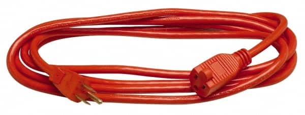 Southwire - 100', 14/3 Gauge/Conductors, Orange Indoor & Outdoor Extension Cord - 1 Receptacle, 13 Amps, 125 VAC, UL SJTOW, NEMA 5-15P, 5-15R - Americas Industrial Supply