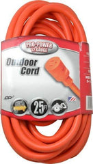 Southwire - 25', 12/3 Gauge/Conductors, Orange Indoor & Outdoor Extension Cord - 1 Receptacle, 15 Amps, 125 VAC, UL STW, NEMA 5-15P, 5-15R - Americas Industrial Supply