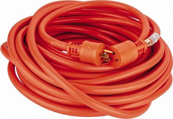 Southwire - 50', 12/3 Gauge/Conductors, Orange Indoor & Outdoor Extension Cord - 1 Receptacle, 15 Amps, 125 VAC, UL STW, NEMA 5-15P, 5-15R - Americas Industrial Supply