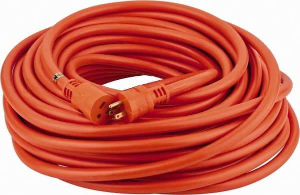 Southwire - 100', 12/3 Gauge/Conductors, Orange Indoor & Outdoor Extension Cord - 1 Receptacle, 15 Amps, 125 VAC, UL STW, NEMA 5-15P, 5-15R - Americas Industrial Supply