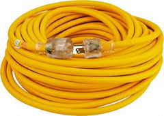 Southwire - 100', 14/3 Gauge/Conductors, Yellow Outdoor Extension Cord - 1 Receptacle, 13 Amps, 125 VAC, UL SEOOW, NEMA 5-15P, 5-15R - Americas Industrial Supply