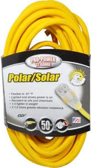 Southwire - 50', 12/3 Gauge/Conductors, Yellow Outdoor Extension Cord - 1 Receptacle, 15 Amps, 125 VAC, UL SJEOOW, NEMA 5-15P, 5-15R - Americas Industrial Supply