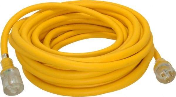 Southwire - 50', 10/3 Gauge/Conductors, Yellow Outdoor Extension Cord - 1 Receptacle, 15 Amps, 125 VAC, UL SJEOOW, NEMA 5-15P, 5-15R - Americas Industrial Supply