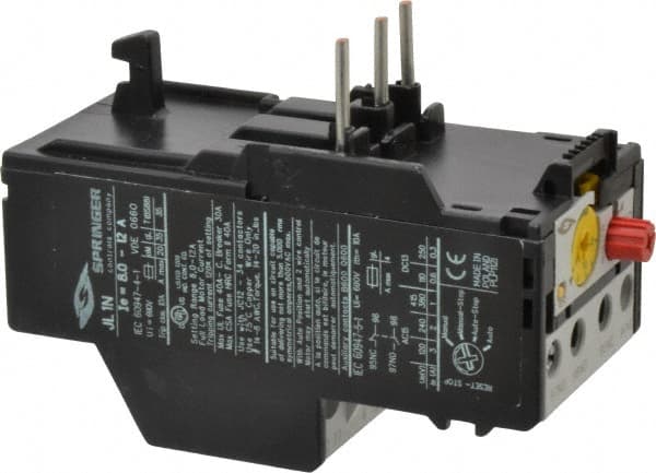 Springer - 8 to 12 Amp, IEC Overload Relay - Trip Class 10, For Use with 9-32A JC Contactors - Americas Industrial Supply