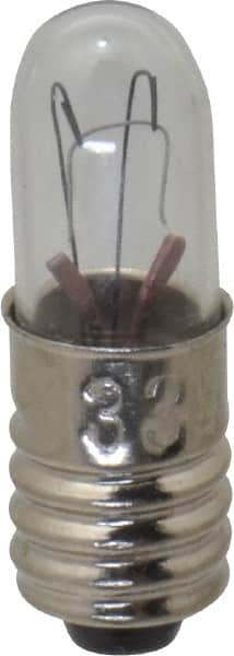 Value Collection - 1.12 Watt, 28 Volt, Incandescent Miniature & Specialty T1-3/4 Lamp - Midget Screw Base, 1 to 1.999 Equivalent Range, Warm (1,000 to 3,000), Dimmable, 1-1/4" OAL - Americas Industrial Supply