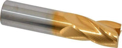 Atrax - 7/8", 1-1/2" LOC, 7/8" Shank Diam, 4" OAL, 4 Flute, Solid Carbide Square End Mill - Single End, TiN Finish, Spiral Flute, 30° Helix, Centercutting, Right Hand Cut, Right Hand Flute - Americas Industrial Supply