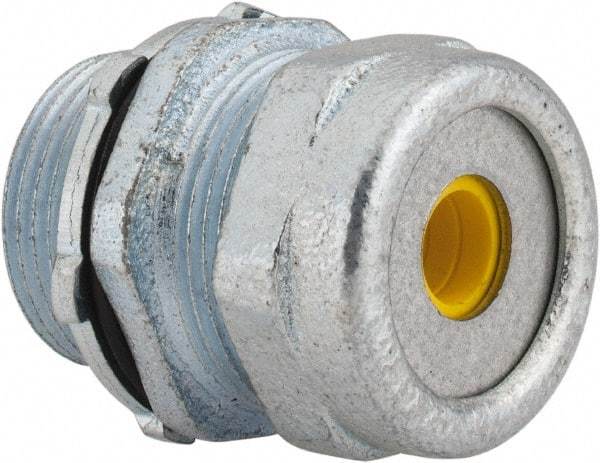 O-Z/Gedney - 0.1 to 0.2" Cable Capacity, Liquidtight, Straight Strain Relief Cord Grip - 5/8 NPT Thread, 1-1/4" Long, Iron - Americas Industrial Supply