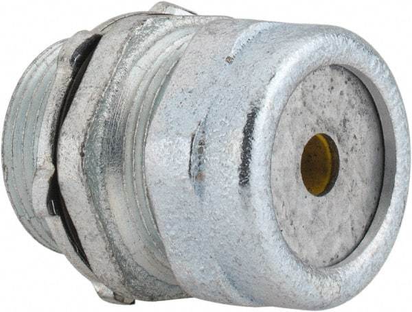 O-Z/Gedney - 0.2 to 0.3" Cable Capacity, Liquidtight, Straight Strain Relief Cord Grip - 5/8 NPT Thread, 1-1/4" Long, Iron - Americas Industrial Supply