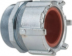 Thomas & Betts - 2-5/32 to 2.36" Cable Capacity, Liquidtight, Straight Strain Relief Cord Grip - 3 NPT Thread, 4-1/4" Long, Iron & Zinc - Americas Industrial Supply