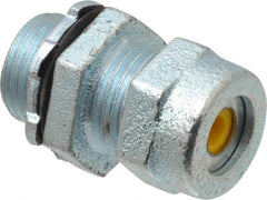 O-Z/Gedney - 0.1 to 0.2" Cable Capacity, Liquidtight, Straight Strain Relief Cord Grip - 1/2 NPT Thread, 1-1/8" Long, Iron - Americas Industrial Supply