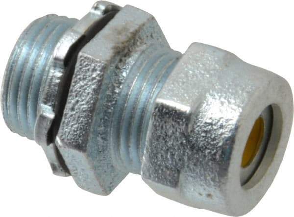 O-Z/Gedney - 0.2 to 0.3" Cable Capacity, Liquidtight, Straight Strain Relief Cord Grip - 1/2 NPT Thread, 1-1/8" Long, Iron - Americas Industrial Supply