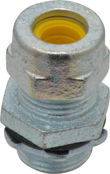 O-Z/Gedney - 0.3 to 0.4" Cable Capacity, Liquidtight, Straight Strain Relief Cord Grip - 1/2 NPT Thread, 1-1/8" Long, Iron - Americas Industrial Supply