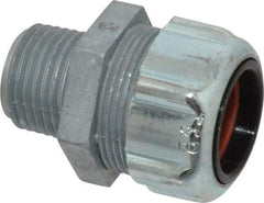 Thomas & Betts - 1/2 to 5/8" Cable Capacity, Liquidtight, Straight Strain Relief Cord Grip - 1/2 NPT Thread, 1-3/4" Long, Iron & Zinc - Americas Industrial Supply