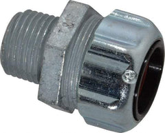 Thomas & Betts - 5/8 to 3/4" Cable Capacity, Liquidtight, Straight Strain Relief Cord Grip - 1/2 NPT Thread, 1-3/4" Long, Iron & Zinc - Americas Industrial Supply