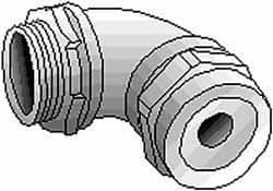 Thomas & Betts - 1-1/8 to 1-3/8" Cable Capacity, Liquidtight, Elbow Strain Relief Cord Grip - 2 NPT Thread, Iron - Americas Industrial Supply