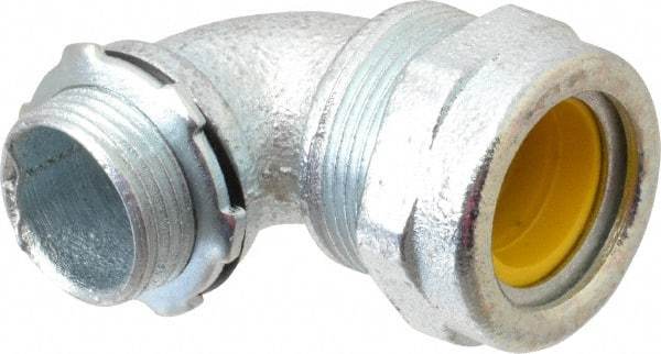 O-Z/Gedney - 0.7 to 0.8" Cable Capacity, Liquidtight, Elbow Strain Relief Cord Grip - 3/4 NPT Thread, Iron - Americas Industrial Supply