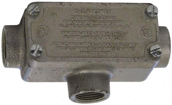 O-Z/Gedney - T Body, 1/2" Trade, Rigid Malleable Iron Conduit Body - Rectangle, 3.69" OAL, Hazardous Locations - Americas Industrial Supply