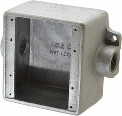 Thomas & Betts - 2 Gang, (2) 3/4" Knockouts, Iron Rectangle Device Box - Zinc Plated - Americas Industrial Supply