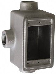 O-Z/Gedney - 1 Gang, 1" Knockouts, Iron Rectangle Device Box - Aluminum Enamel, Zinc Electroplated - Americas Industrial Supply