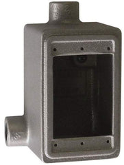 O-Z/Gedney - 1 Gang, 1/2" Knockouts, Iron Rectangle Device Box - Aluminum Enamel, Zinc Electroplated - Americas Industrial Supply