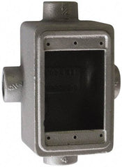 O-Z/Gedney - 1 Gang, 1/2" Knockouts, Iron Rectangle Device Box - Aluminum Enamel, Zinc Electroplated - Americas Industrial Supply