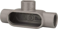 Hubbell Killark - Form 7, T Body, 1-1/4" Trade, IMC, Rigid Iron Conduit Body - Oval, 8 & 11-7/8" OAL, 20 cc Capacity, Gray, Hazardous & Wet Locations - Americas Industrial Supply