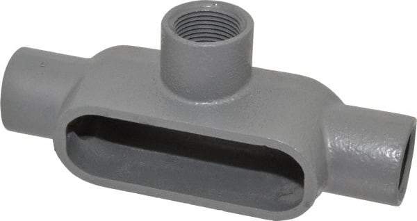 Hubbell Killark - Form 7, T Body, 1" Trade, IMC, Rigid Iron Conduit Body - Oval, 7-5/8" OAL, 11-1/2 cc Capacity, Gray, Hazardous & Wet Locations - Americas Industrial Supply