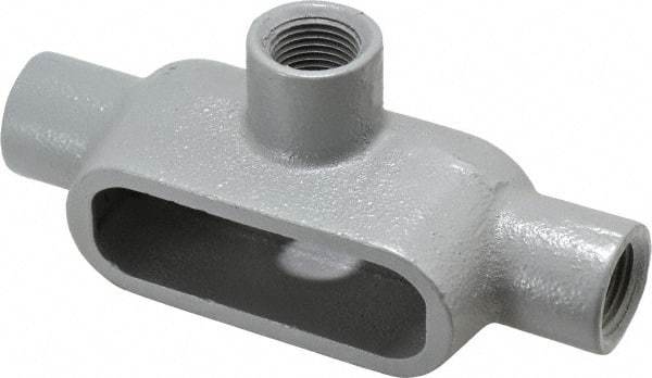 Hubbell Killark - Form 7, T Body, 1/2" Trade, IMC, Rigid Iron Conduit Body - Oval, 5-11/16" OAL, 6.2 cc Capacity, Gray, Hazardous & Wet Locations - Americas Industrial Supply