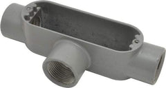 Hubbell Killark - Form 85, T Body, 1" Trade, IMC, Rigid Aluminum Conduit Body - Oval, 7-1/8" OAL, 12 cc Capacity, Hazardous & Wet Locations - Americas Industrial Supply