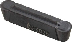 Kennametal - 0500M05R GMP Grade KC5025, 5mm Cutting Width Carbide Grooving Insert - 4.1mm Max Depth of Cut, Neutral, 0.0984" Corner Radius, TiAlN Finish - Americas Industrial Supply