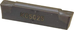 Kennametal - 405G GMN Grade KC5025, 4.05mm Cutting Width Carbide Grooving Insert - 3.5mm Max Depth of Cut, Neutral, 0.8mm Corner Radius, TiAlN Finish - Americas Industrial Supply