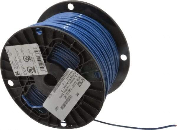 Southwire - THHN/THWN, 14 AWG, 15 Amp, 500' Long, Solid Core, 1 Strand Building Wire - Blue, Thermoplastic Insulation - Americas Industrial Supply