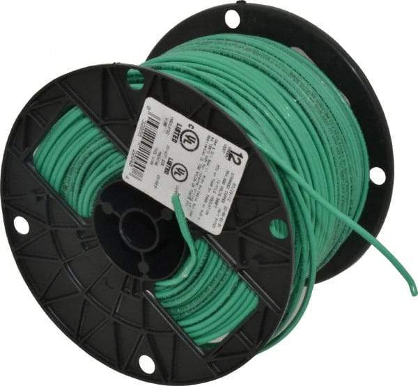 Southwire - THHN/THWN, 12 AWG, 20 Amp, 500' Long, Stranded Core, 19 Strand Building Wire - Green, Thermoplastic Insulation - Americas Industrial Supply