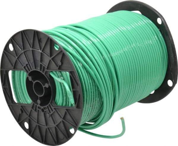 Southwire - THHN/THWN, 10 AWG, 30 Amp, 500' Long, Stranded Core, 19 Strand Building Wire - Green, Thermoplastic Insulation - Americas Industrial Supply