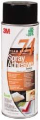 3M - 24 oz Aerosol Orange Spray Adhesive - High Tack, 200°F Heat Resistance, 50 Sq Ft Coverage, Medium Strength Bond, 30 min Max Bonding Time, Flammable, Series 74 - Americas Industrial Supply