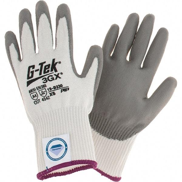 PIP - Size XS, ANSI Cut Lvl A4, Cut Resistant Gloves - Palm & Fingers Coated, White/Gray - Americas Industrial Supply