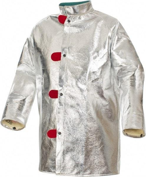 PRO-SAFE - Size S Aluminized Jacket - Silver, Yellow, Black, Aluminized & Kevlar, Snaps Closure, 36 to 38" Chest - Americas Industrial Supply