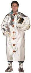 PRO-SAFE - Size S Aluminized Coat - Silver, Yellow, Aluminized & Kevlar, Snaps Closure, 36 to 38" Chest - Americas Industrial Supply