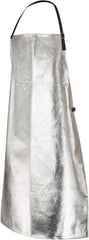 PRO-SAFE - 24 x 39" Aluminized Bib Apron - Aluminized Blended Kevlar, 19 oz Material, Silver & Yellow - Americas Industrial Supply