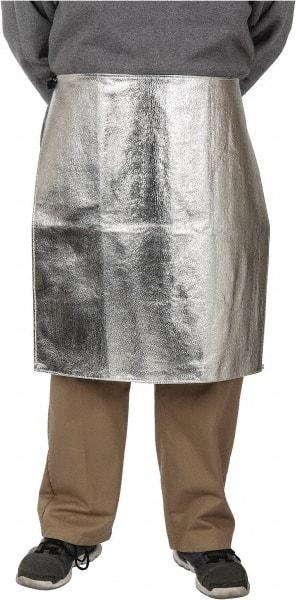 PRO-SAFE - 24 x 24" Aluminized Waist Apron - Aluminized Blended Kevlar, 19 oz Material, Silver & Yellow - Americas Industrial Supply
