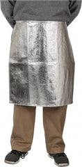 PRO-SAFE - 24 x 24" Aluminized Waist Apron - Aluminized Blended Kevlar, 19 oz Material, Silver & Yellow - Americas Industrial Supply