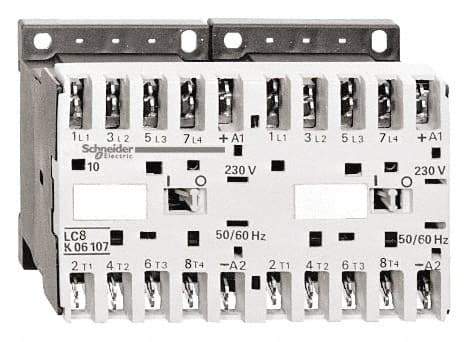 Schneider Electric - 3 Pole, 24 Coil VAC at 50/60 Hz, 16 Amp at 690 VAC, 20 Amp at 440 VAC and 9 Amp at 440 VAC, Reversible IEC Contactor - BS 5424, CSA, IEC 60947, NF C 63-110, RoHS Compliant, UL Listed, VDE 0660 - Americas Industrial Supply