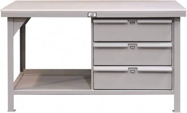 Strong Hold - 60 Wide x 36" Deep x 34" High, Steel Work Table - Flat Top, Angle Legs, Dark Gray - Americas Industrial Supply