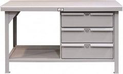 Strong Hold - 60 Wide x 36" Deep x 34" High, UHMW Work Table - Flat Top, Angle Legs, Dark Gray - Americas Industrial Supply