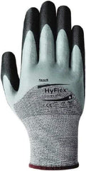 Ansell - Size M, ANSI Cut Lvl 2, Abrasion Lvl 4, Cut Resistant Gloves - Palm, Fingers & Knuckles Coated, Elastic Cuff, Black/Gray, Paired - Americas Industrial Supply